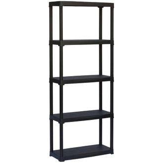 Dmora Estante De 3 Estantes En Polipropileno, Estantes Multiusos Para Interiores O Externos, 100% Made In Italy, Cm 70x30h176, Color Antracita, Con Embalaje