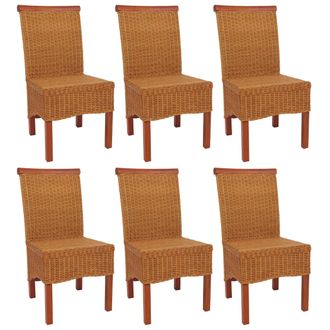 Hhg Hhg - Lote De 6 Sillas De Comedor Silla De Mimbre Silla M42, Rat&aacute;n, Sin Coj&iacute;n De Asiento