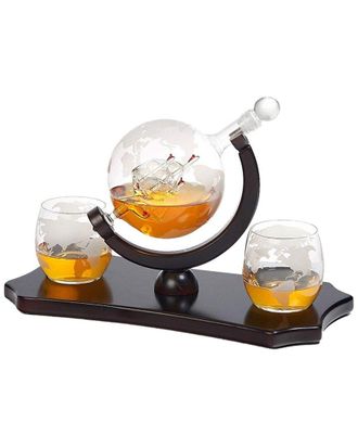 Alice Pazkus Globe Decanter With Tray And 2 Cups