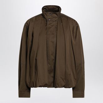 Christophe Lemaire Braune Lemaire-Jacke aus plissiertem Baumwollsatin