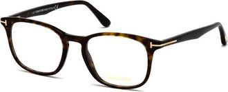 Tom Ford Eyeglasses Square Full Rim, Havana Frame And Clear Demo Lenses Lens Ft5505053