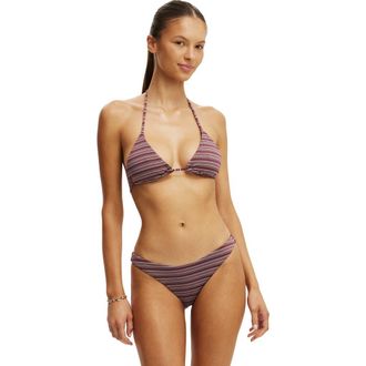 Cotton On Womens Full Bikini Bottom in Candy Stripe Plum Kiss at Nordstrom, Size X-Large