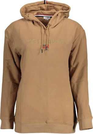 U.S.Polo Association Womens Embroidered Hoodie Casual Style - Tan Cotton - Size X-Large