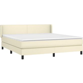vidaXL Cama Box Spring Con Colch&oacute;n Cuero Sint&eacute;tico Crema 180x200 Cm Vidaxl