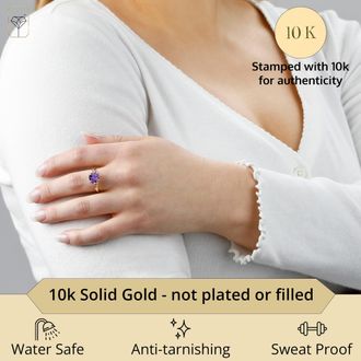 MAX + STONE 10k Yellow or White Gold Cushion Cut Gemstone Three Stone Ring