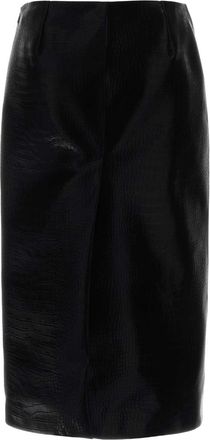 Gucci Womens Lamb Skin Skirt Black