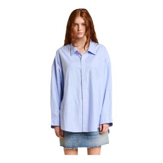 Denimist Dames, Blouses & Shirts, Blauw, Maat: S Katoen