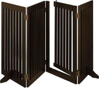 Relaxdays Relaxdays - Barrera Seguridad Perros, Valla Protectora, Puerta, 92x206cm, Plegable, Cerca Protecci&oacute;n Mascotas, Marr&oacute;n