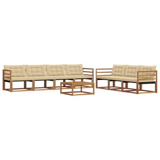 vidaXL Conjunto De Sof&aacute;s De Exterior Con Coj&iacute;n 8 Pcs Natural Y Beige Vidaxl