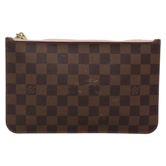 Louis Vuitton Neverfull Pochette Damier Ebene Brown Canvas Bag (Pre-Owned)