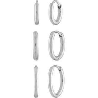 BEN ONI Set of 3 Huggie Hoops in Silver at Nordstrom