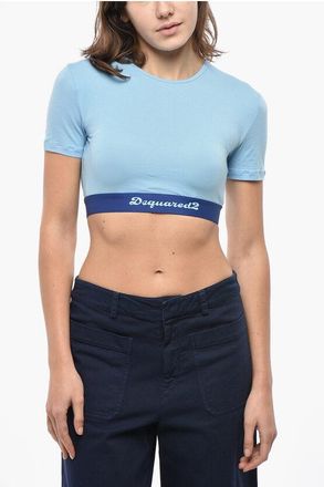 Dsquared2 UNDERWEAR Short-Sleeved Crop Top with Logoed Waistband size S