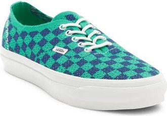 Vans Authentic 44 EK Sneaker in Punk Check Green/navy at Nordstrom, Size 10.5