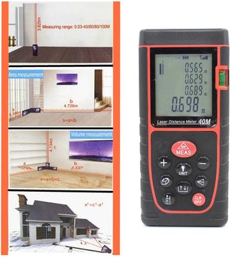 Trade Shop Trade Shop - Medidor De Distancia Puntero L&aacute;ser Ultras&oacute;nico Pantalla Lcd Mide 40 Mt