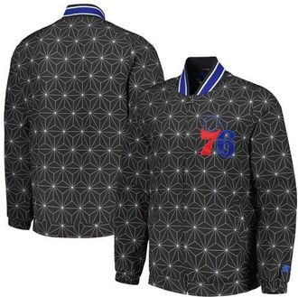 Starter Mens Starter Black Philadelphia 76ers In-Field Play Fashion Satin Full-Zip Varsity Jacket at Nordstrom, Size Small