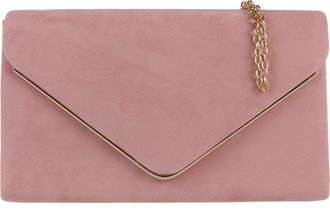 Girly HandBags Womens Faux Suede Clutch Bag Envelope Metallic Frame Handbag Rose Quartz