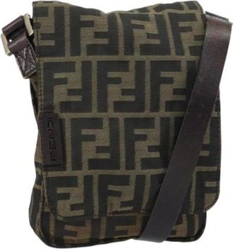 Fendi Pre-owned Cross Body Bags, female, Brown, Size: ONE SIZE Pre-owned Canvas Cross Body Bag