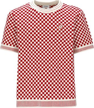Casablanca Camiseta de manga corta a cuadros - Knitwear - Hombre - Rojo - M