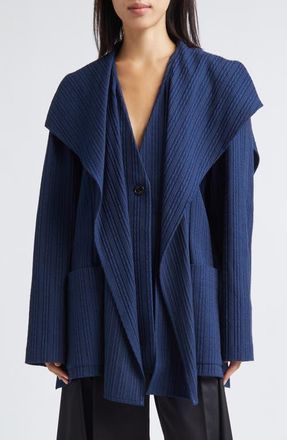 EENK Drape Collar Jacket in Navy at Nordstrom, Size Medium