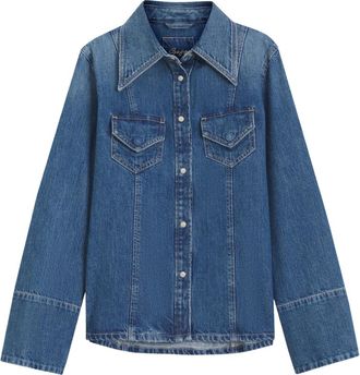 HUGO BOSS Slim-fit Blouse - Dames - Spijkeroverhemden - Blauw - L - Katoen - Overhemden