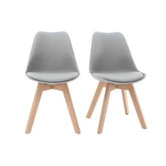 Miliboo Miliboo - Sillas Gris Claro Con Patas Madera Clara (lote De 2) Pauline
