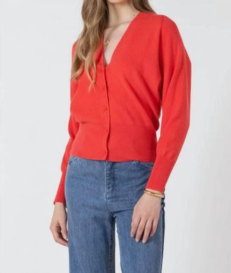 BLACK TAPE Clean Button Front Cardigan In Bright Cherry