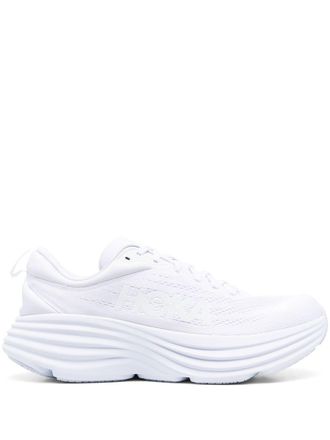 Hoka One One Bondi 8 logo-print lace-up sneakers - White