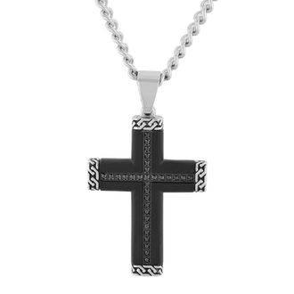 Robert Alton 1 / 4Ctw Black Diamond Stainless Steel With Black Finish Cross Pendant