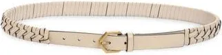 AllSaints Braided Leather Belt in Gypsum White /Antique Brass at Nordstrom Rack, Size X-Large