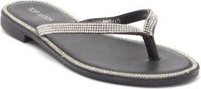 Top Moda Haiti Rhinestone Embellished Flip Flop in Black Pu at Nordstrom Rack, Size 5.5