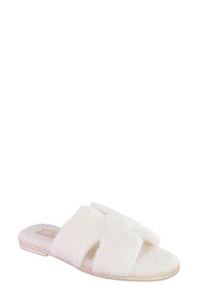 Mia Cosette Faux Shearling Sandal in White at Nordstrom Rack, Size 7