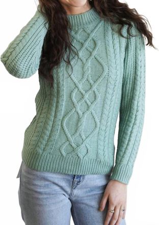Merci Cable Knit Sweater In Rosemary Green