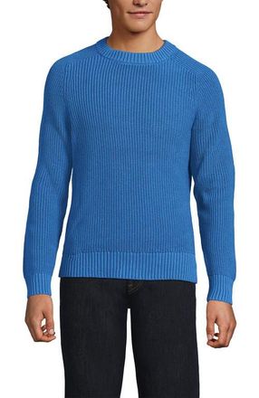 Lands End Drifter Cotton Crewneck Sweater in Blue Hyacinth at Nordstrom, Size Xx-Large