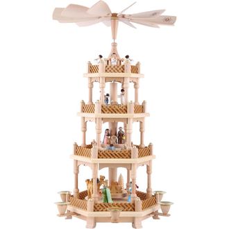 Alexander Taron 16723 - Richard Glaesser Pyramid - 4 tiers - Nativity Scene, Wise men, Shepherds and Angels - 21H x 12.5W x 12.5D