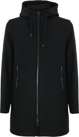 Herno Wool Blend Parka met Capuchon - Heren - Parka Jassen - Blauw - M - Wol - Jassen