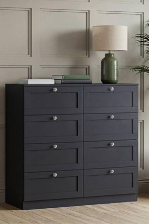 Home Discount Vida Designs Altino 8 Drawer Wide Chest of Drawers Bedroom Furniture in Black