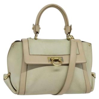 Ferragamo Tweedehands leren handtassen - Dames - Pre-owned - Beige - Maat: ONE Size Leer