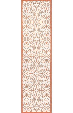 Jonathan Y Designs Madrid Vintage Filigree Textured Weave Indoor/Outdoor Area Rug in Cream/orange at Nordstrom, Size 2Ft 0In X 8Ft 0In
