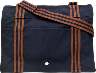 Herm&egrave;s Fourre Tout Navy Canvas Tote Bag (Pre-Owned)