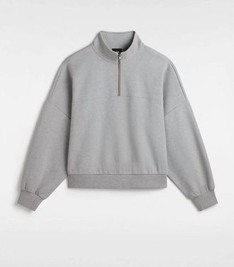 Vans Womens Elevated Double Knit Loose Mock Neck Sweatshirt In Cement Heather