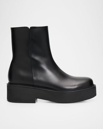 Gianvito Rossi Hiro Leather Platform Booties