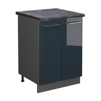 Vicco Mueble Bajo De Cocina Fame-line, Azul Oscuro Alto Brillo, 60 Cm, Et Antracita Vicco