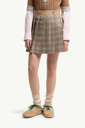 Moncler Pleated Check Skirt - Green