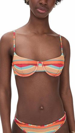 Ramy Brook Mona Bikini Top In Flame Glitter Striped