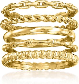 Ross-Simons 18kt Gold Over Sterling Jewelry Set: 5 Stackable Rings