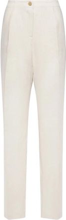 Elena Miro Linnen Broek met Relaxte Pasvorm - Dames - Wijde Broeken - Wit - 3XL - Linnen - Broeken