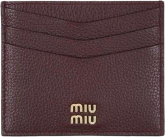 Miu Miu Pre-owned Wallets, female, Red, Size: ONE SIZE Pre-owned Gold Metal Logo Card Holder