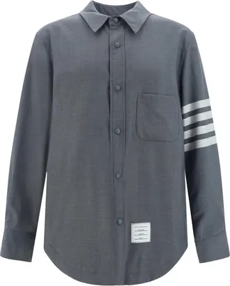 Thom Browne Plain Weave 4-Bar Shirt Jacket - Heren - Overhemden - Grijs - Maat: M Katoen