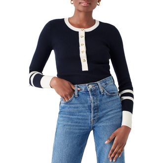 Faherty Mikki Organic Cotton & Cashmere Henley Sweater in Coastal Colorblock at Nordstrom Rack, Size X-Small