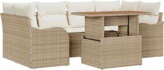 vidaXL Conjunto De Sof&aacute; De Jard&iacute;n 7 Pcs Beige Polirat&aacute;n Vidaxl